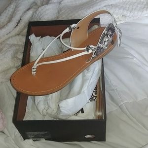 Clarkson Snake/Black and white coach sandals
